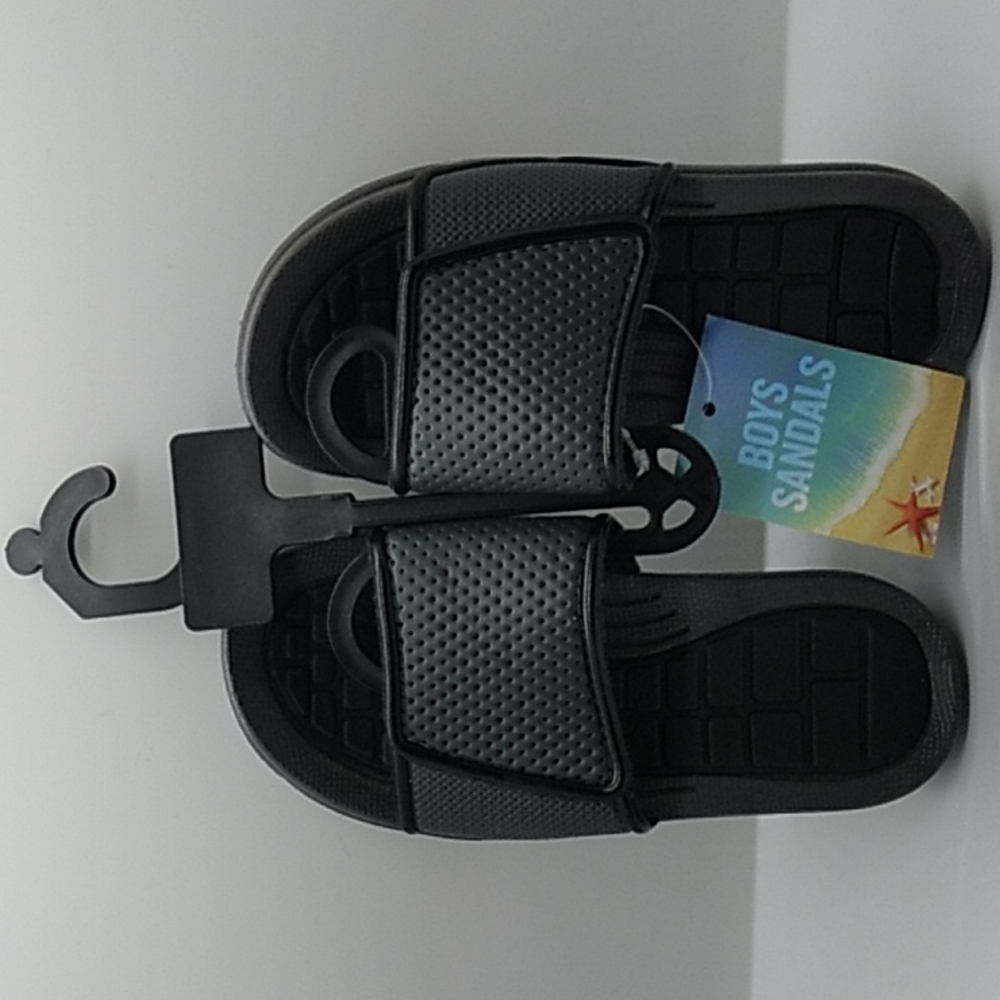 Boys size 11/12 black and Grey slide on sandals.